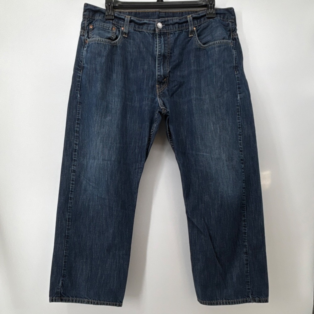 Levi's 569 Relaxed Fit Straight Leg Blue Denim Cotton Jeans Button Zip 38x30